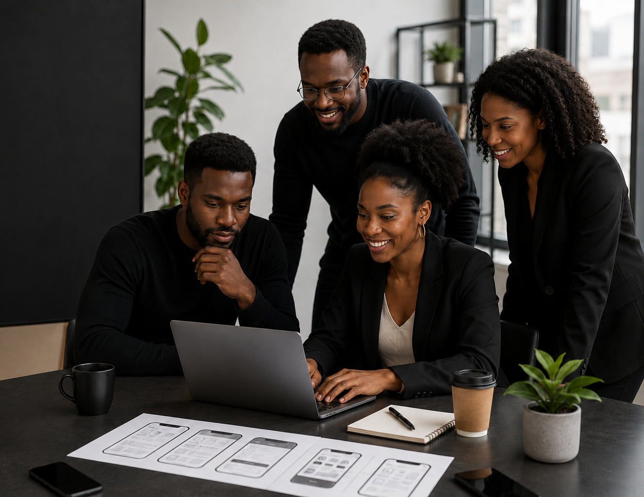 Business professionals reviewing charts and financial reports